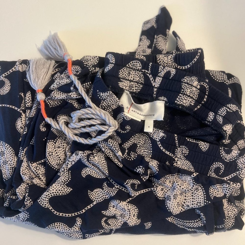 Anthropologie Joanie Floral Harem Navy Blue Paisley Lounge Pants - Women's Small